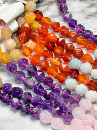 Chakra Mixed Gemstone Faceted Star Cut Beads Strand - 8mm