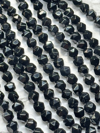 Onyx Faceted Star Cut Beads Strand - 8mm