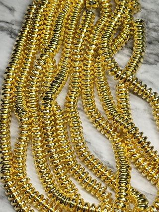 Gold Hematite Rondelle Beads Strand - 8x3mm