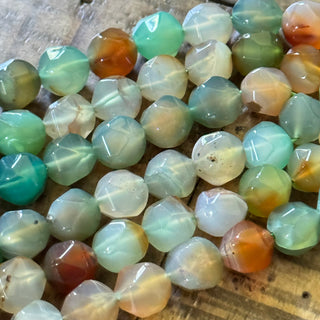 Faceted Star Cut Peacock Agate - 10mm