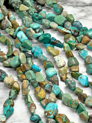 HuBei Turquoise Tumbled Nugget Beads Strand - 7-13mm