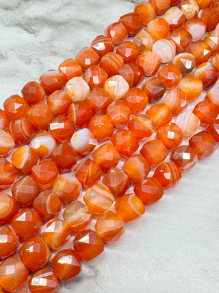 Banded Agate Faceted Cube Bead Strand - 5mm