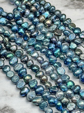 Freshwater Pearl Nugget Beads Strand - Marine Blue or Seashell Color