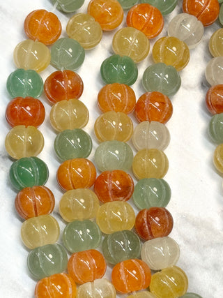 Mixed Aventurine Pumpkin Rondelle Beads Strand - 10x7mm