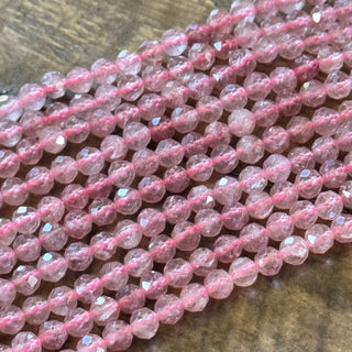Faceted Strawberry Quartz Bead Strand - 4mm