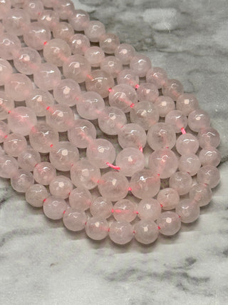 Faceted Rose Quartz Bead Strand - 4mm - 6mm - 8mm - 10mm - 12mm