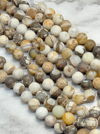 American Petrified Wood Matte Beads Strand - 6mm