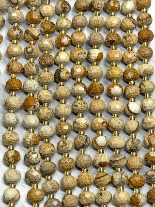 Picture Jasper Faceted Lantern Beads Strand - 8x6mm