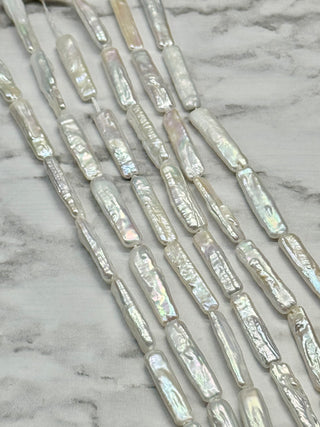 Freshwater Pearl Cultured Baroque Keshi Stick  Beads Strand - 23x6x3mm