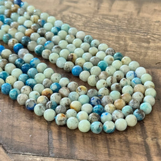 Azurite in Calcite Beads Strand - 6mm - 8mm
