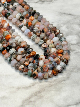 Red Tree Agate Faceted Rondelle Beads Strand