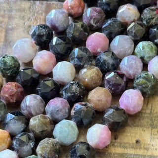 Watermelon Tourmaline Faceted Star Cut Bead Strand - 8mm