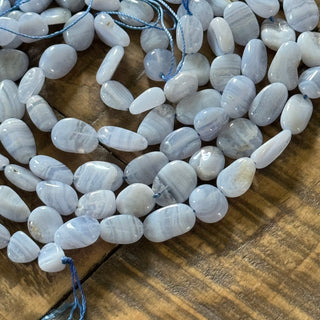 Blue Lace Agate Tumbled Stone Bead Strand - 8-13mm