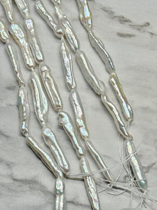 Freshwater Baroque Keshi White Stick Pearl Beads Strand - 16-26mm