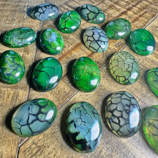 25x18mm Green Dragon's Vein Agate Oval Cabochon