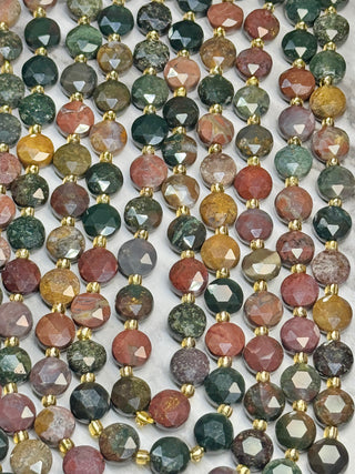 Ocean Jasper Faceted Coin Beads Strand - 8mm