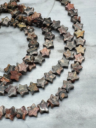 Leopard Skin Jasper Stars Beads Strand - 6mm