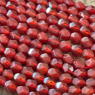 Carnelian Faceted Star Cut Beads Strand - 8mm