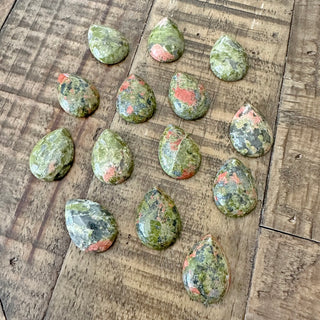 25x18mm Unakite Jasper Teardrop Cabochon