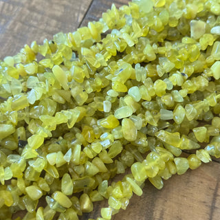 Olive Jade Chip Bead Strand - 5-8mm