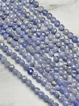 Tanzanite Faceted Coin Beads Strand - 4mm