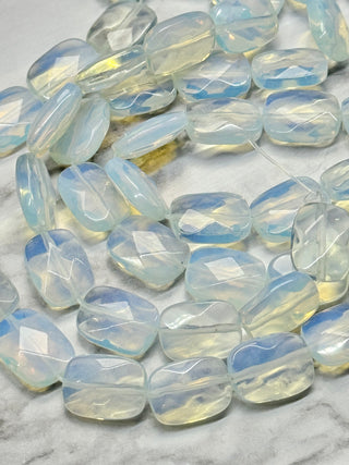 Opalite Faceted Rectangle Beads Strand - 16x12mm