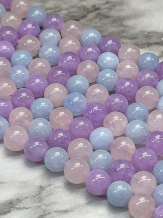 Aquamarine, Rose Quartz, & Amethyst Beads Strand - 6mm - 8mm