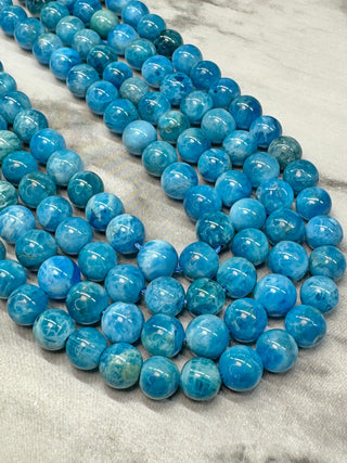 Grade AB Blue Apatite Beads Strand - 6mm