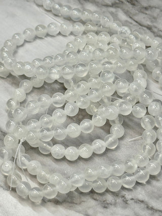 Grade A Selenite Beads Strand - 6mm
