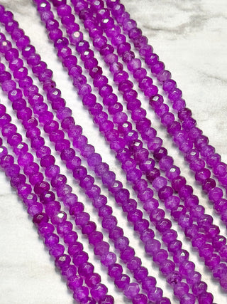 Jade Faceted Rondelle Beads Strand - 4x3mm - Various Colors