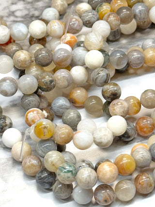 Bamboo Leaf Agate Beads Strand - 6mm - 8mm