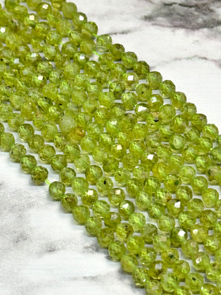 Grade A Peridot Faceted Beads Strand - 4mm