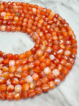 Banded Agate Faceted Cube Bead Strand - 5mm