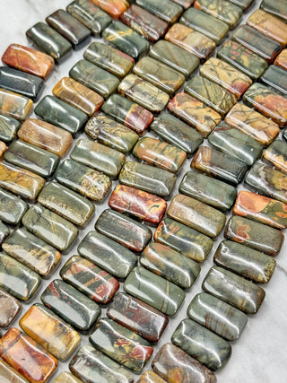 Picasso Jasper 2 Hole Rectangle Bead Strand - 20x10mm
