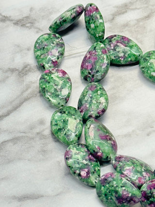 Ruby in Zoisite Faceted Teardrop Beads Strand - 18x13mm