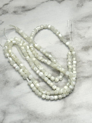 Trochid Shell Faceted Table Cut Cube Beads Strand - 2mm