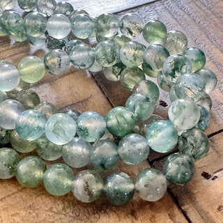 Grade A Natural Moss Agate Bead Strands - 4mm - 6mm - 8mm