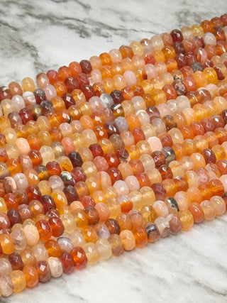 Carnelian Faceted Rondelle Bead Strand - 8x5mm