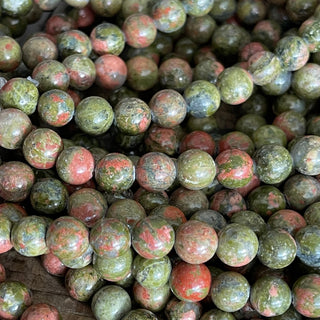 8mm Green Unakite Jasper Bead Strands