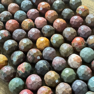 128 Facet Picasso Jasper Bead Strand - 6mm - 8mm