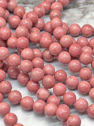 Grade A Pink Rhodonite Beads Strand - 6mm - 8mm
