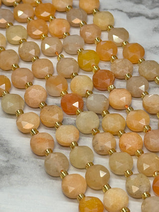 Red Aventurine Faceted Coin Beads Strand - 8mm