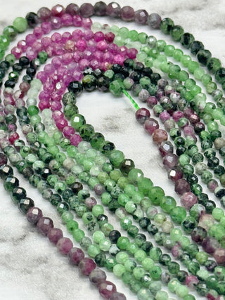 Ruby in Zoisite Gradient Color Faceted Beads Strand - 2mm