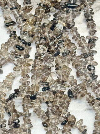 Smoky Quartz Chip Beads Strand - 3-8mm - 33" Strand