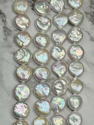 Freshwater Baroque Keshi Pearl Coin Beads Strand - 8mm - 11mm - 13mm
