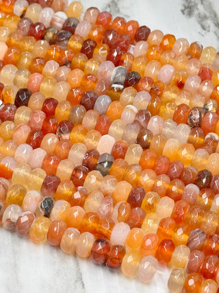 Carnelian Faceted Rondelle Bead Strand - 8x5mm
