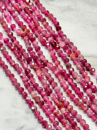 Red Tourmaline Faceted Beads Strand - 3mm