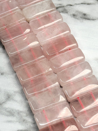 Rose Quartz 2-Hole Rectangle Beads Strand - 20x10mm