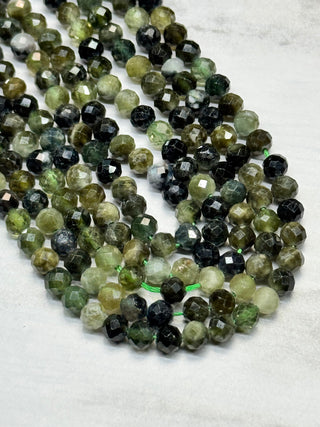 Green Tourmaline Faceted Beads Strand - 3mm - 4mm