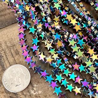 Electroplated Hematite Stars Bead Strand - 6mm